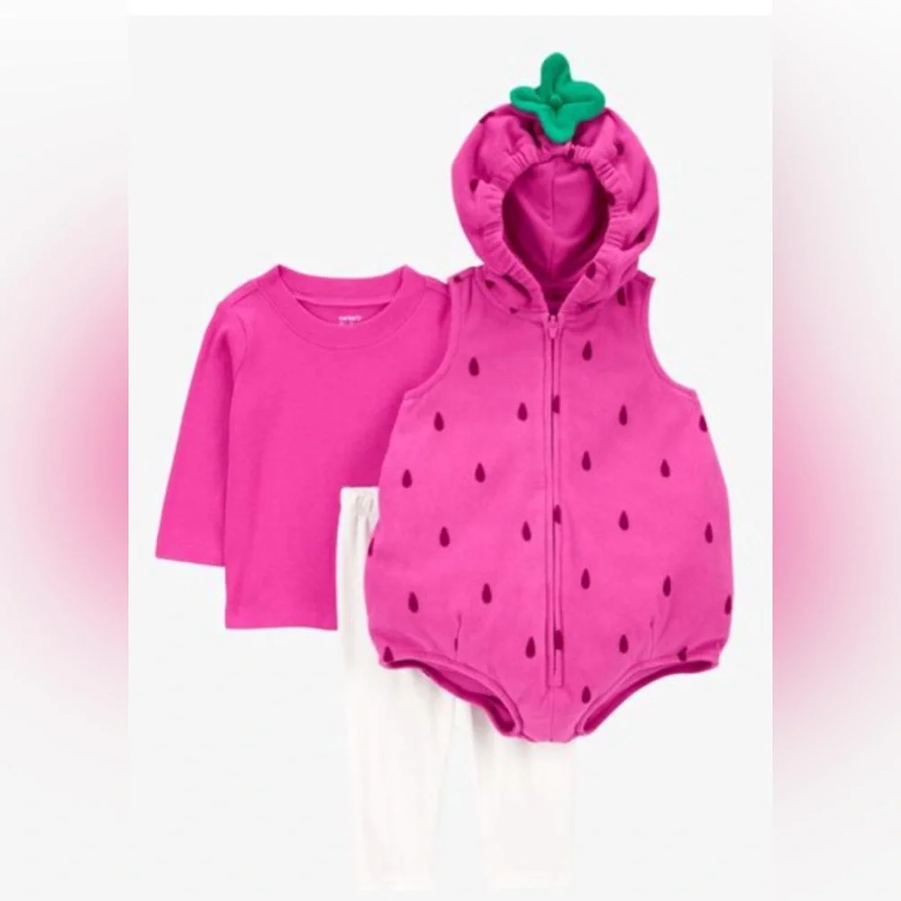 NWT Baby Girls Carters 3 piece Halloween Costume strawberry set